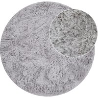 Hochflor-Teppich Silvana silber 80 cm rund