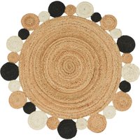 Jute-Teppich Vibora schwarz 80 cm rund