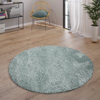 Hochflor-Teppich Poppy türkis 80 cm rund