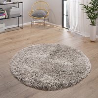 Hochflor-Teppich Milan grau 120 cm rund