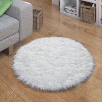 Hochflor-Teppich Playara weiß 45 cm rund