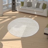 Shaggy-Teppich Trista creme 120 cm rund