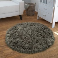 Hochflor-Teppich Playara anthrazit 60 cm rund