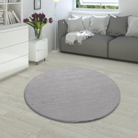 Fellteppich Fluffy grau 80 cm rund