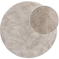 Flauschiger-Teppich Solina beige 80 cm rund