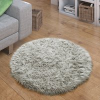 Hochflor-Teppich Playara grau 30 cm rund