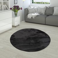 Fellteppich Fluffy schwarz 120 cm rund