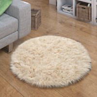 Hochflor-Teppich Playara creme 30 cm rund