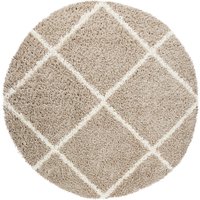 Shaggy-Teppich Kalea beige 120 cm rund