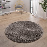 Hochflor-Teppich Milan anthrazit 120 cm rund