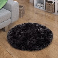 Hochflor-Teppich Playara schwarz 45 cm rund