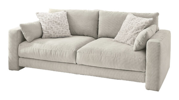 Massivart Big Sofa Cord grau-beige - 241 cm Federkernpolsterung - MILEY