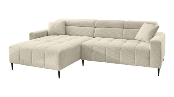 Die Möbelfundgrube Ecksofa Cord beige - 256 x 180 cm - SIMPLE