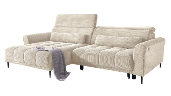 Massivart Ecksofa Cord beige - 277 x 179 cm - LOGAN