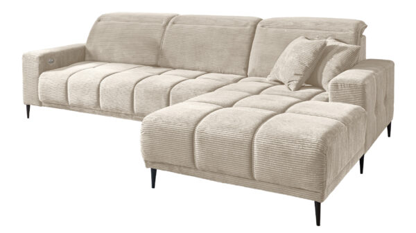 Massivart Ecksofa Cord beige 286 x 195 cm - MARISOL