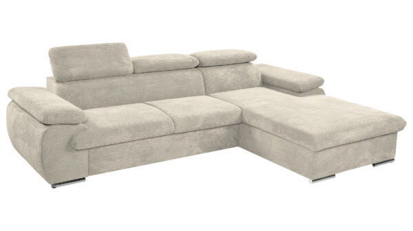 Massivart Ecksofa Cord creme Schlaffunktion Bettkasten 284 x 196 cm - CINDY