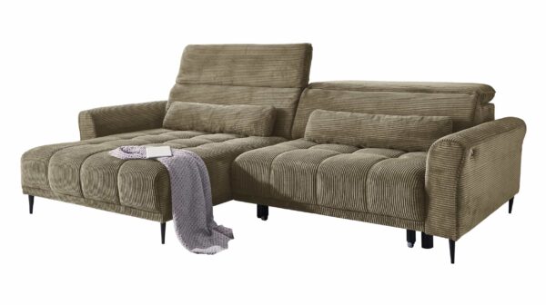 Massivart Ecksofa Cord grün - 277 x 179 cm - LOGAN