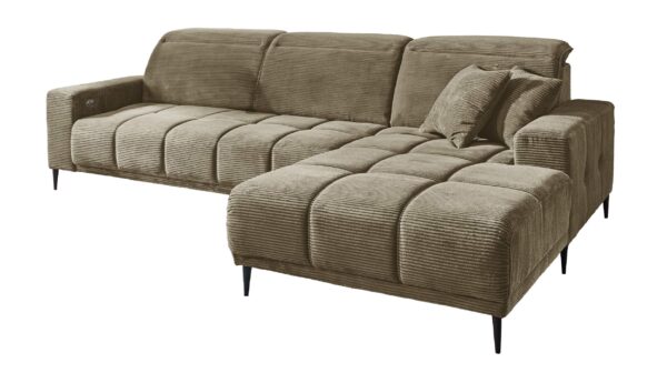 Massivart Ecksofa Cord grün 286 x 195 cm - MARISOL