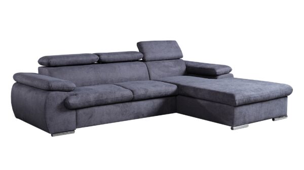 Massivart Ecksofa mit Schlaffunktion grau Bettkasten 284 x 196 cm - COAL