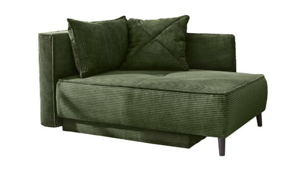 Massivart Einzelsofa Cord grün 155 cm Recamiere mit Schlaffunktion - REX