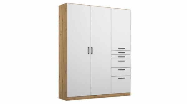 Die Möbelfundgrube Kleiderschrank Artisan Eiche - weiß - rauch - 136 cm - ALLROUNDER