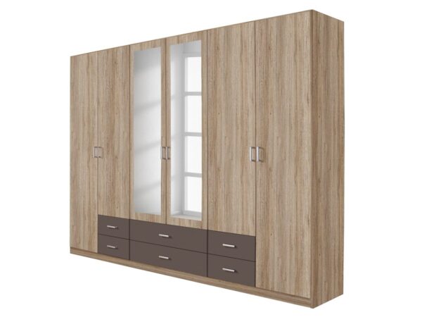 Die Möbelfundgrube Kleiderschrank mit Spiegel 271 cm San Remo Eiche - rauch - GAMMA