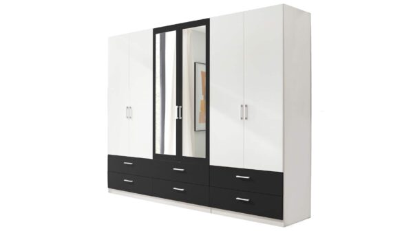 Die Möbelfundgrube Kleiderschrank mit Spiegel - weiß - 272 cm - JANNE