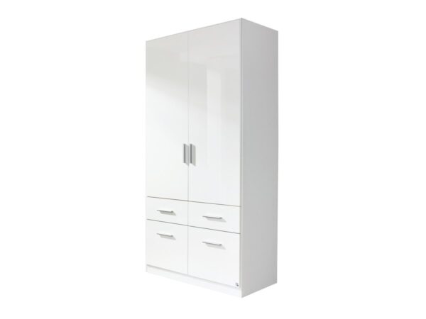 Die Möbelfundgrube Kleiderschrank weiß hochglanz - rauch - 91 cm - CELLE