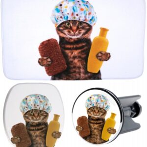 3-teiliges Badezimmer Set Shower Cat