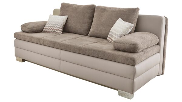 Massivart Schlafsofa mit Bettkasten beige 203 x 106 cm - LESLO