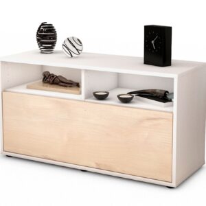 Lowboard - Agostina - Design Holzdekor - Freistehend mit Push to Open 92 cm Weiss - Front Zeder  Bestellnummer:1010101026