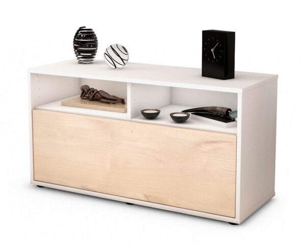 Lowboard - Agostina - Design Holzdekor - Freistehend mit Push to Open 92 cm Weiss - Front Zeder  Bestellnummer:1010101026