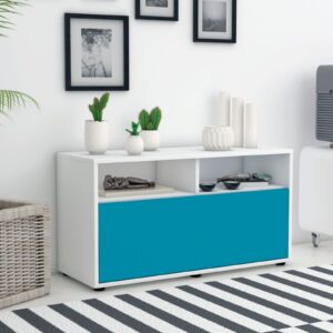 Lowboard - Agostina - Design Farbakzent - Freistehend mit Push to Open 92 cm Weiss - Front Lila  Bestellnummer:1010101035