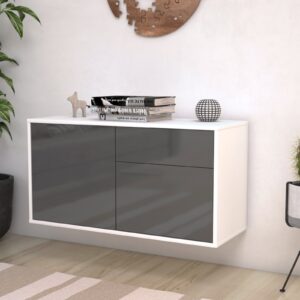 Lowboard - Aja - Design Hochglanz - Wandmontage mit Push to Open 92 cm Weiss - Front Wei?  Bestellnummer:1010101166