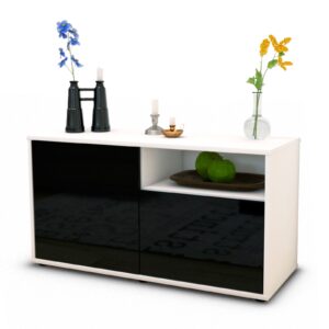 Lowboard - Ajda - Design Hochglanz - Freistehend mit Push to Open 92 cm Weiss - Front Gr?n  Bestellnummer:1010101235