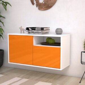 Lowboard - Ajda - Design Hochglanz - Wandmontage mit Push to Open 92 cm Weiss - Front Wei?  Bestellnummer:1010101268