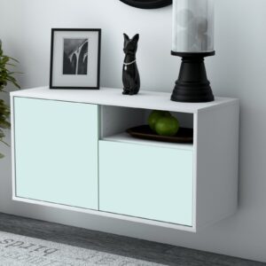 Lowboard - Ajda - Design Farbakzent - Wandmontage mit Push to Open 92 cm Weiss - Front Lila  Bestellnummer:1010101273