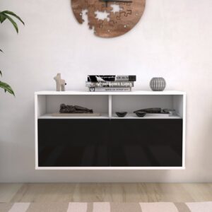 Lowboard - Alegra - Design Hochglanz - Wandmontage mit Push to Open 92 cm Weiss - Front Orange  Bestellnummer:1010101674