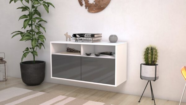 Lowboard - Alegra - Design Hochglanz - Wandmontage mit Push to Open 92 cm Weiss - Front Wei?  Bestellnummer:1010101676