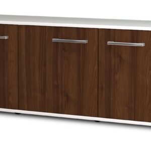 Lowboard - Allegra - Design Holzdekor - Freistehend mit Griffe 136 cm Weiss - Front Zeder  Bestellnummer:1010200023