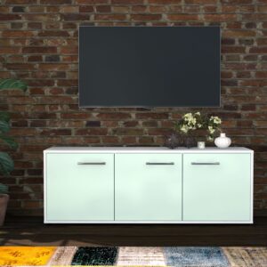 Lowboard - Allegra - Design Farbakzent - Freistehend mit Griffe 136 cm Weiss - Front Gelb  Bestellnummer:1010200031