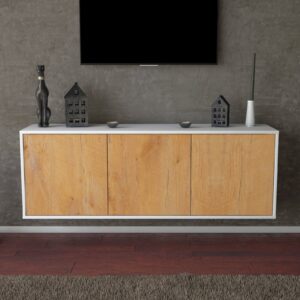 Lowboard - Allegra - Design Holzdekor - Wandmontage mit Push to Open 136 cm Weiss - Front Walnuss  Bestellnummer:1010200038