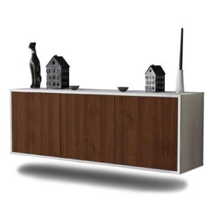 Lowboard - Allegra - Design Holzdekor - Wandmontage mit Push to Open 136 cm Weiss - Front Zeder  Bestellnummer:1010200040