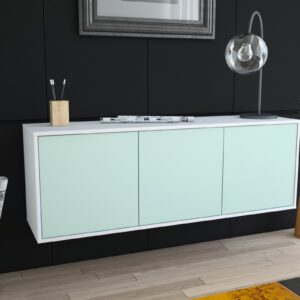 Lowboard - Allegra - Design Farbakzent - Wandmontage mit Push to Open 136 cm Weiss - Front Lila  Bestellnummer:1010200049