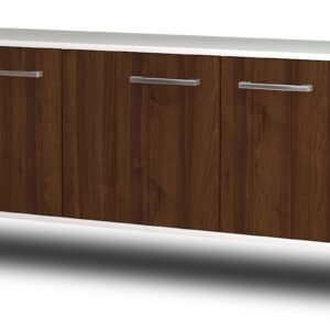 Lowboard - Allegra - Design Holzdekor - Wandmontage mit Griffe 136 cm Weiss - Front Zeder  Bestellnummer:1010200057