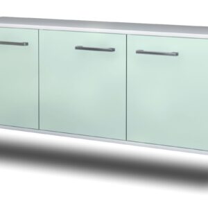 Lowboard - Allegra - Design Farbakzent - Wandmontage mit Griffe 136 cm Weiss - Front Mint  Bestellnummer:1010200064