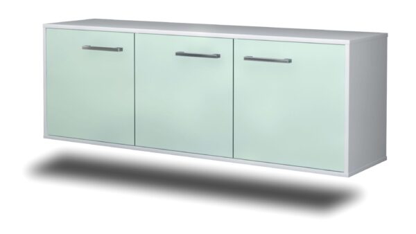 Lowboard - Allegra - Design Farbakzent - Wandmontage mit Griffe 136 cm Weiss - Front Mint  Bestellnummer:1010200064