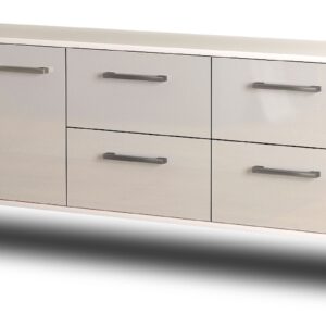 Lowboard - Aloisia - Design Hochglanz - Wandmontage mit Griffe 136 cm Weiss - Front Wei?  Bestellnummer:1010200265