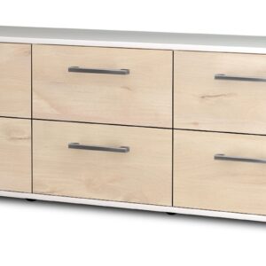 Lowboard - Alva - Design Holzdekor - Freistehend mit Griffe 136 cm Weiss - Front Zeder  Bestellnummer:1010200329