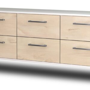 Lowboard - Alva - Design Holzdekor - Wandmontage mit Griffe 136 cm Weiss - Front Zeder  Bestellnummer:1010200363